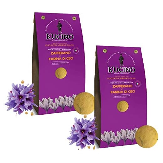 Galletas saladas Kucino con aceite de oliva virgen extra, azafrán y harina de garbanzo - 2 x 150 gramos