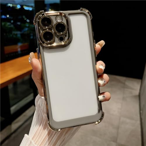 Coque de protection transparente iPhone 15 Pro Max gris avec cadre souple anti-choc