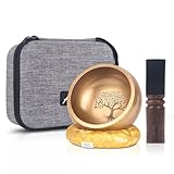 Kmise Tibetan Singing Bowls Set- Handmade in Nepal Meditation Sound Bowls for Yoga, Meditation, Mindfulness, Healing and Chakra Balancing, Stress Relief (5', World Tree)