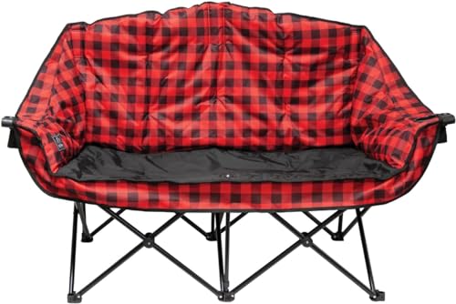 Kuma Outdoor Gear Bear Buddy/Double Chair with Carry Bag, Ultimate Portable Luxury Outdoor Double Camping Chair for Glamping, Sports & Outdoor Adventures (Red/Black)