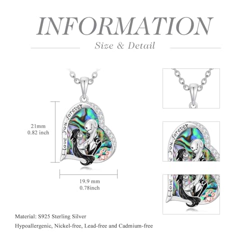 LILALO Nightmare Necklace Gifts Sterling Silver Heart Abalone Shell/Moon Jack and Sally Necklaces I Love You Forever Skull Jewelry Birthday Christmas Gift for Women Wife Girlfriend Daughter 6