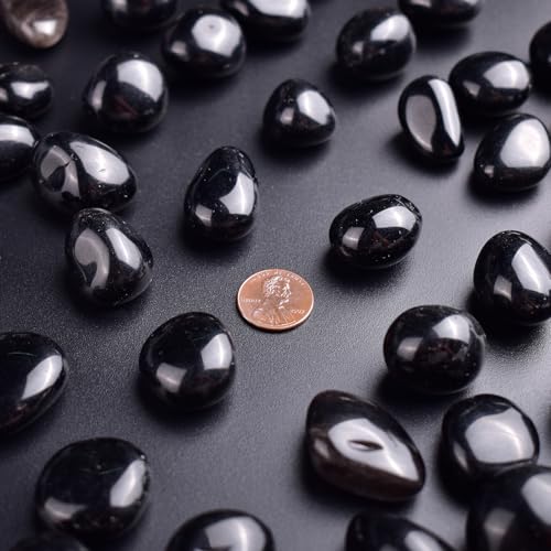 Image of Polished Stone Set Obsidian Crystals, 0.8 inch 10-14 Pieces Handpicked Tumbled Gemstones Rocks, Pebbles for Reiki, Chakra, Healing, Home Decor