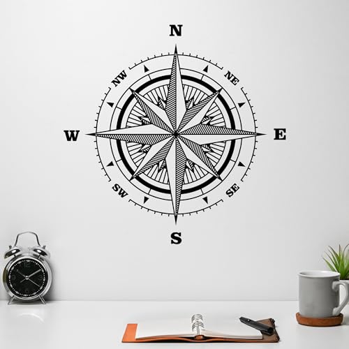 Vinyl Wall Decal Compass Nautical Travel Tourism Sea Style Stickers