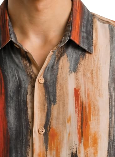 Image of ADRO Abstract Printed Shirts for Men | Breathable Cotton Rayon Fabric | Relaxed Fit Summer Shirts | Casual Party Shirt for Men