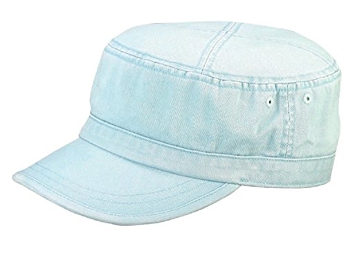 Wholesale Enzyme Washed Cotton Army Cadet Castro Hats (Light Blue) - 20772 One Size