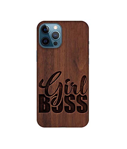Image of Amazon Brand - Solimo Designer Girl Boss On Wood 3D Printed Hard Back Case Mobile Cover for Apple iPhone 12 Pro Max