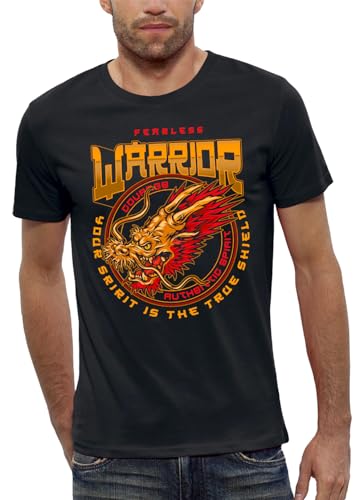 T-Shirt Dragon Japonais Samouraï vêtement homme mode nippone imprimé noir