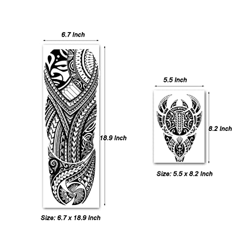 Kotbs 15 Sheets Tribal Totem Tempoary Tattoo Sleeves For Men Women, 5 Sheets Full Arm Tattoo Sleeve And 10 Sheets Half Arm Tattoo Stickers, Waterproof Large Fake Tattoos Body Art Temporary Tattoo #TOP6