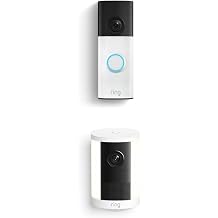 Ring Battery Doorbell newest model, Speckled Gray with Spotlight Cam, Battery newest model, White