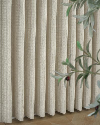 Image of Graywind Motorized Curtains with Track, Room Darkening Smart Curtains, Hardwired Curtains Compatible with Alexa Google Home Remote Control for Large Windows, Custom Drapes Up to 220 inch, Heritage (Bone)