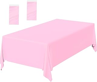 2 Pack Light Pink Plastic Tablecloth - Disposable Rectangle Table Covers for Party, Baby Shower, Wedding, Birthday