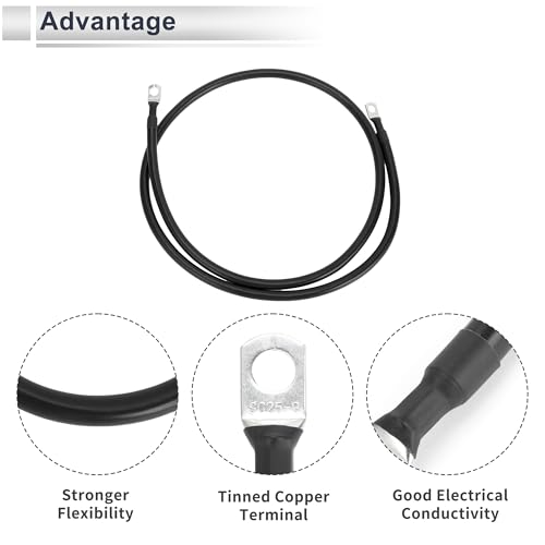 RATCHROLL 1 Pc Universal Battery Inverter Cable 5/16" Lug 4FT Battery Cable 4 AWG Gauge Black Tinned Copper by RATCHROLL - Image 4