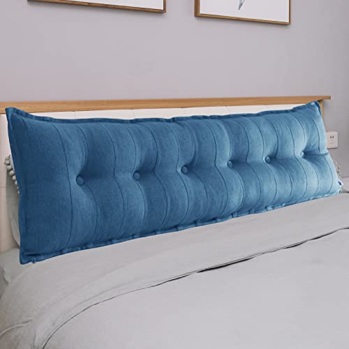 Johnear Large Headboard Pillow Cotton Linen Daybed Cushion Backrest Bolster Pillow Support Positioning Bed Sofa Rest Reading Pillow (Blue, California King 71 X 3 X 20 Inches) #TOP7