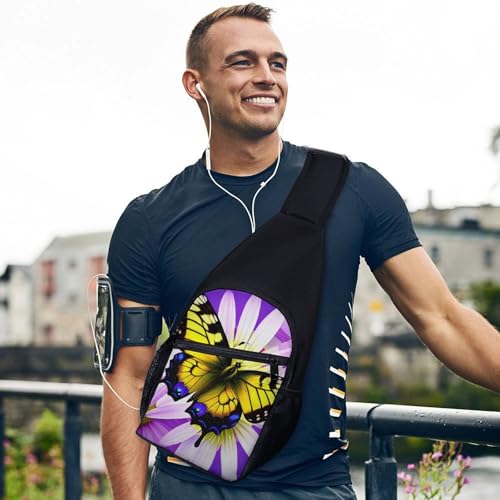 Bolso bandolera deportivo con diseño de mariposa y flores miniatura 3