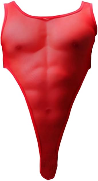 Mens One Piece Mesh See Through Mankini Bodysuit Leotard High Cut G-String Thongs Bikini Underwear