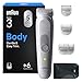 Braun Series 3 Body Groomer for Men, Pubic & Body Hair Trimmer, Waterproof Electric Ball Trimmer & Male Shaver for Sensitive Areas, SkinGuard Grooming Kit with 6 Tools, 80 Min Runtime, BG3575 Grey