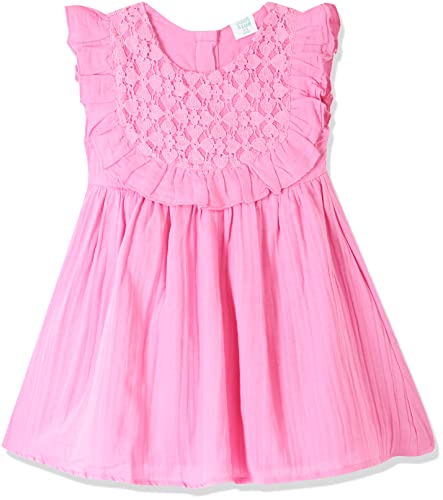 Image of miniklub Girls Pink Self Design Fit & Flare Dress