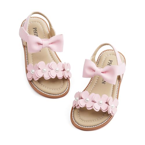 Image of PHIRAMIN Toddler Girl Sandals - Flower Girl Dress Shoes Open Toe Little Kid Wedding Party