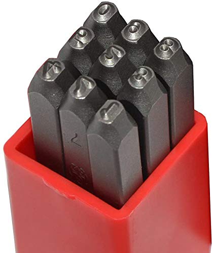 Edward Tools Steel Number Stamps 3mm - Harden - 0 to 9 - for Marking Wood or Metal - Heavy Duty Chrome Vanadium - Included Carrying Case