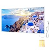 BR Bringer Bild Infrarotheizung mit Rahmen 1000 Watt - Bildheizung mit UV Druck - 120x60x1,8cm - Santorini, Griechenland