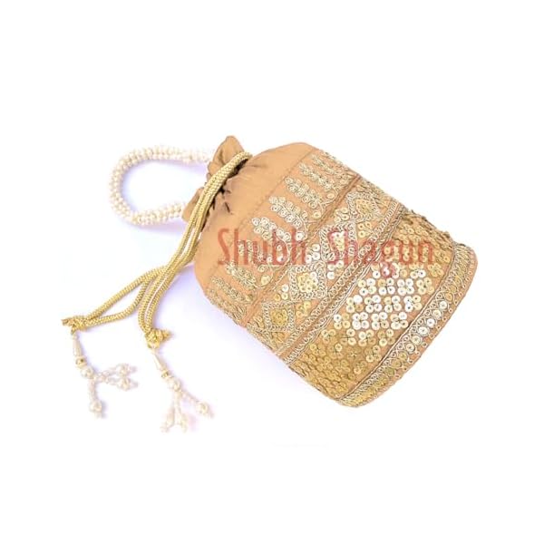 Shubh Shagun Woman's Silk Work Handbag Potli Bag - Image 4