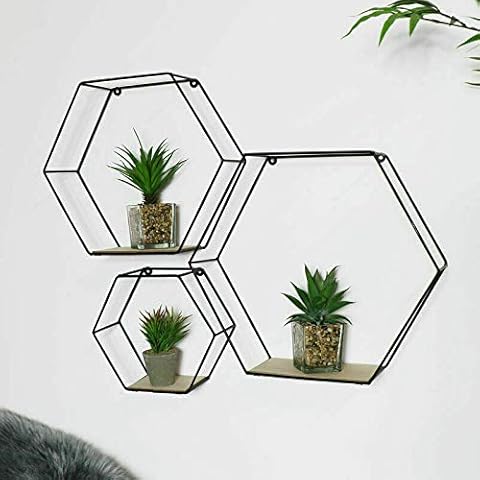 HomeZone Set of 3 Modern Hexagon Shelves Cover