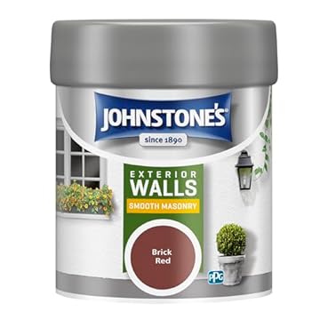 Johnstone’s – Exterior Smooth Masonry Paint - Tester Pot – Brick Red – Up to 15 Years Protection – Weather & Dirt Resistant – 12m2 Coverage Per Litre - Dry in 1-2 Hours – 225 ml