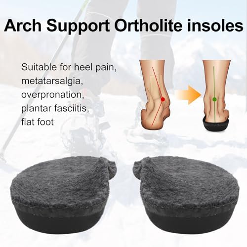 riemot Women's Arch Support Warm Insoles Comfort Lamb Wool Replacement Shoe Inserts Plantar Fasciitis Relief High Arch Orthotics Inserts for Work Boots Slippers Grey US8/ EU39 - Image 5