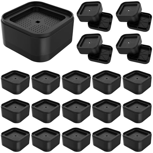 20 Pack Stackable Furniture Risers, 1.38" Bed Risers Desk Leg Risers, Black Stackable Square Bed Lifts Risers, Heavy Duty Square Furniture Raising Blocks for Couch/Table/Desk/Chair/Sofa/Cabinet