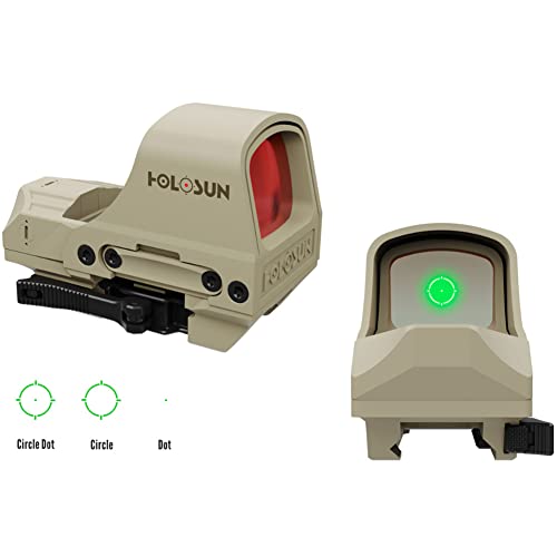 Image of HOLOSUN 510C Multi-Reticle 2 MOA Dot & 65 MOA Circle Open Reflex Sight - Solar FailSafe Shake-Awake, 12 Settings - Red /Green Reticle
