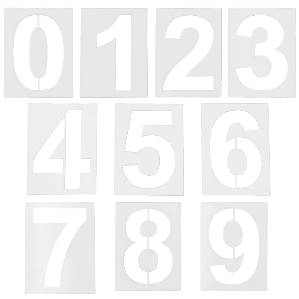 DICOSMETIC 30Pcs 10 Styles 3.3 Inch Numbers Stencil PET Plastic Stencils Reusable 0-9 Digital Template Number Stencil Templates for Door Signs Road Painting Scrapbooking