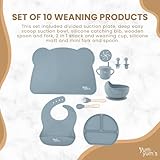 Yum Yum's Baby 10 Pcs Blue Weaning Set - Complete Toddler Feeding Kit w/Sectioned Plate, Suction Bowls, Cutlery with Mouth Guard, Straw Cup, Bib & Mat - Non-Slip - for Toddlers & Baby Gift - Image 4
