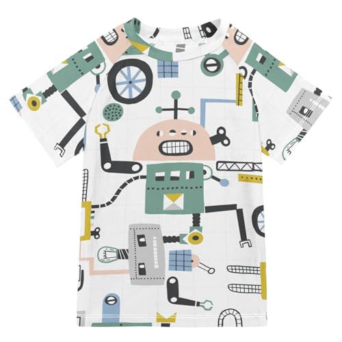 Aflyko Fun Kid Rashguard Shirt Funny Robot Boys Girls Swimsuit Top