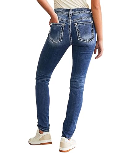 Flamingals Women's Butt Lifting Skinny Leg Jeans Stretchy Tummy Control Mid Rise Denim Jeans3