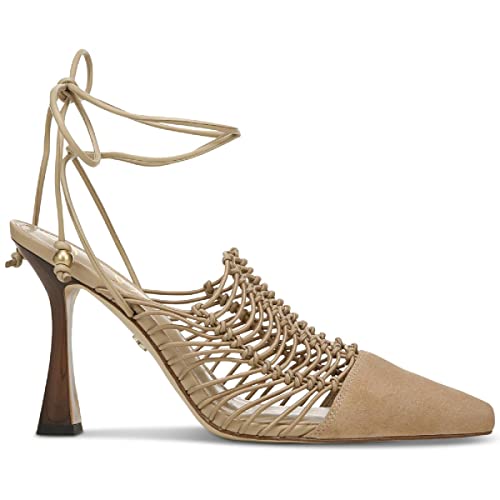 Image of Sam Edelman Womens Trinity Suede Ankle Wrap Pumps Ivory 8.5 Medium (B,M)