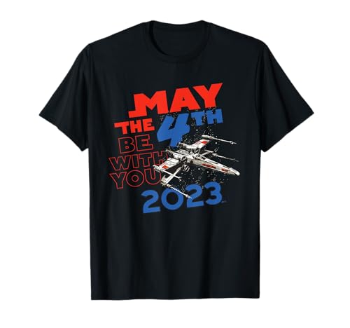 T-shirt Star Wars Day May the 4th Be With You 2023 X-Wing Fighter noir imprimé