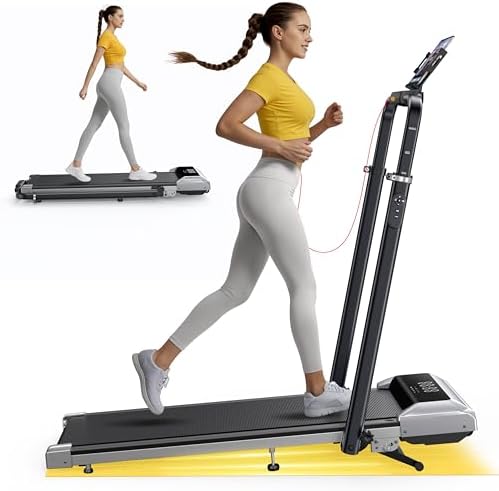 TOPUTURE Foldable Walking Pad with 12% Incline, Folding Under Desk Treadmill for Home/Office 6 in 1, Adjustable Portable Compact Treadmill with Remote Control, 300lbs Capacity, APP & LED Display