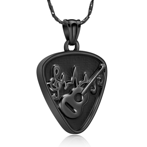 Imrsanl Cremation Jewelry for Ashes Pendant Stainless Steel Music Guitar/Guitar Pick Cremation Keepsake Memorial Urn Necklace for Women Men