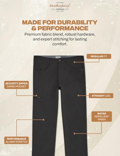 Image of Weatherproof Vintage Casual Hiking Pants for Men - Lightweight Stretch Travel Mens Work Pants with Utility Cargo Pocket