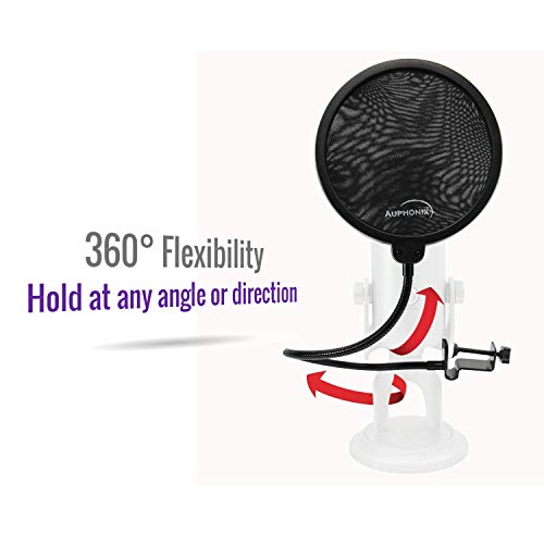 Filtro de pop AUPHONIX para microfone azul Yeti – ajuste personalizado, proteção de fecho fácil prop