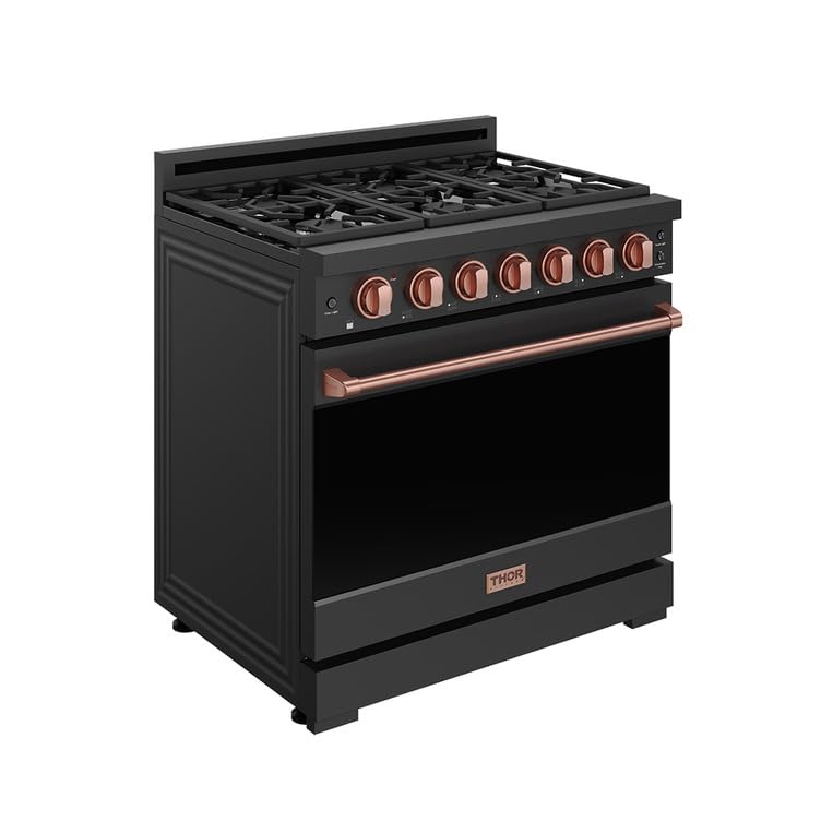Image of Gordon Ramsay by THOR Kitchen 36-Inch Professional LP Range with Precision Knob Control in Black and Bronze
