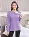 Deyeek Chemo Port Shirts for Women Chemotherapy Must Haves Tear Away Side Zippers Long Sleeve Post Shoulder Surgery Shirt Purple S