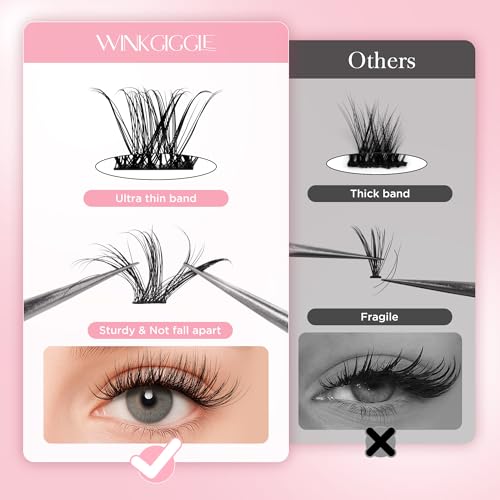 Image of Natural Lash Clusters Fluffy Eye Lash Clusters, 144pcs D Curled Wispy Volume Lash Extensions, DIY Individual Lashes Clusters with Soft Ultra-thin Band, 10-16mm (A14)