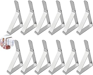 Moseem Table Cloth Clip, Tablecloth Clips 12 Pack Table Cloth Clips Stainless Steel Table Cloth Cover Clamps for Outside, Home, Dining, Picnic, Party and Wedding