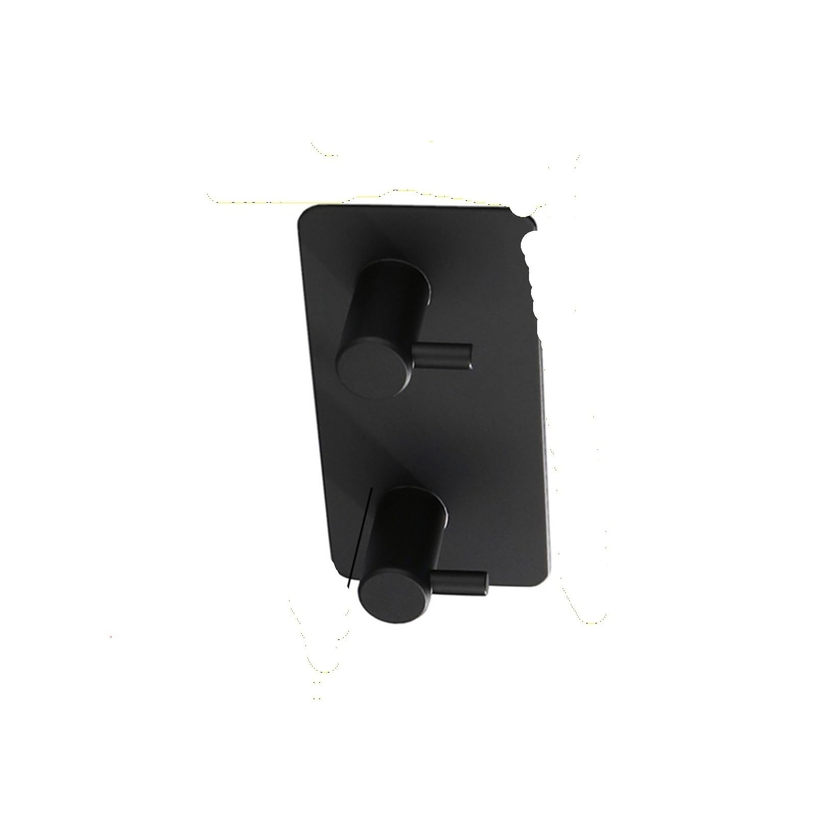 Whegavgko Black 2 Hook Stainless Steel 3M Self-Adhesive Hook, Wall Door Hook, Robe Clothes Hanger(Black 2 Hook)