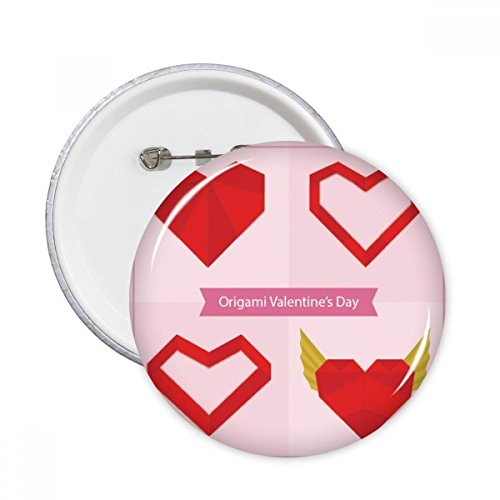 Badge origami coeur de Noël rouge décoratif pour vêtement