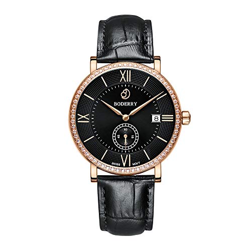 Boderry Reloj de pulsera analógico de cuarzo sui