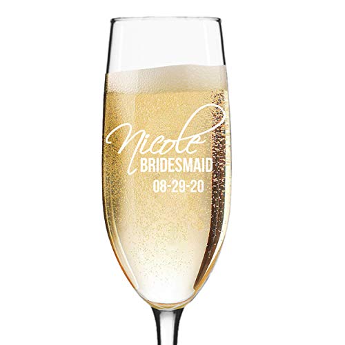 personalized champagne glasses for bridesmaids