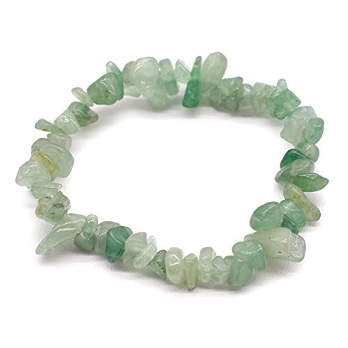 Image of Bountiful Harvest Chip Stone Bracelet - Polished Gemstone Chip Bracelets for Stylish Stacking & Crystal Energy - Aventurine, Rose Quartz, Amethyst & More (13 Variants) (Aventurine Green, 1 Bracelet)