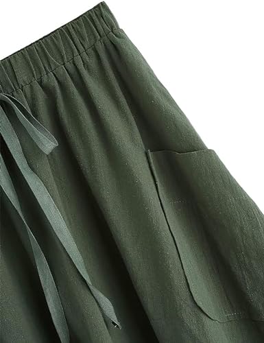 Lyking Women's Casual High Waist Pleated A-Line Midi Skirt with Pocket4